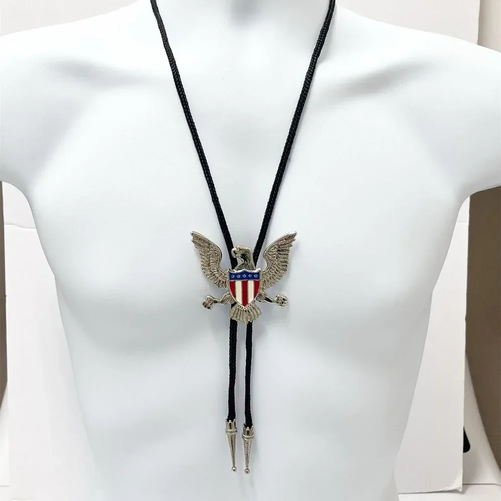 Patriotic U.S. Eagle Crest Bolo Tie EUC